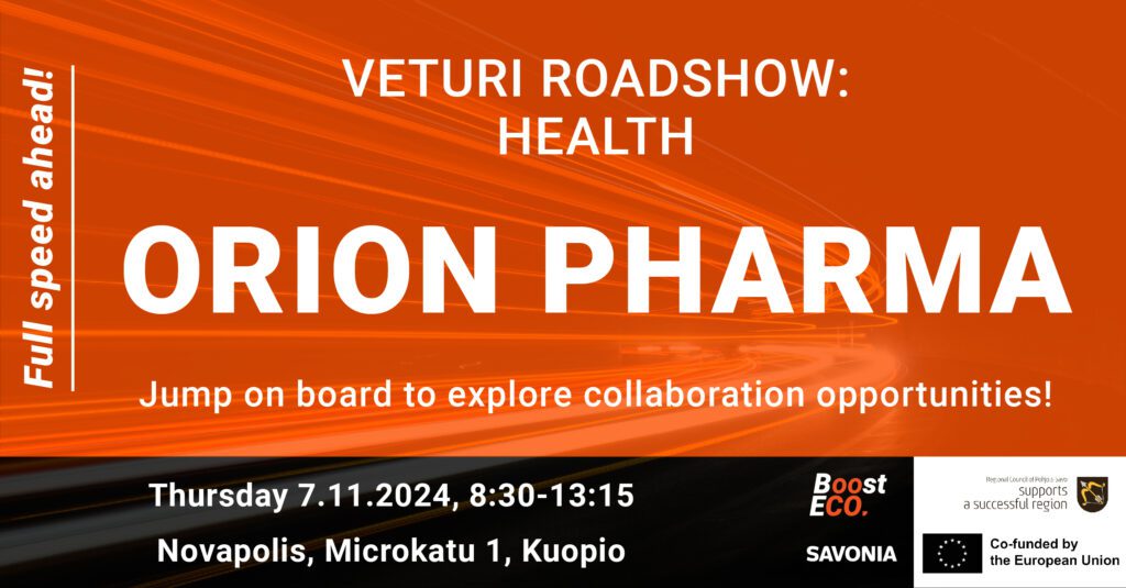 Banner for Veturi Roadshow event with Orion Pharma organized on 7.11.2024